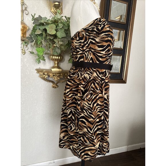 EUC Vintage Torrid Retro Boho Leopard Sweetheart Tank Dress Brown Tan Size 16 - Picture 4 of 13
